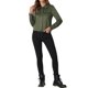 thumbnail image 2 of CHAQUETA DE MOTO DE SUEDE SINTÉTICO PARA MUJERES INSPIRE CHIC, CON BOTONES Y COLLAR, CORTA, EN VERDE EJÉRCITO, OTOÑO INVIERNO, TALLA XS, 2 of 6