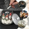 thumbnail image 4 of Yayeee Ashtray with Lid for Cigarette Smokeless Stainless Steel Home Ash Holder, Red Snowmen, 4 of 7
