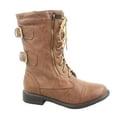 thumbnail image 1 of Pack-72 Women's Mid Calf Zipper Low Heel Combat Military Lace Up Boots Shoes, 1 of 2