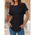 thumbnail image 2 of Women Short Sleeve Tunic Tops Black L, 2 of 5