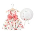 thumbnail image 1 of Qudderr Robe pour Bébé Fille avec Chapeau Robe Sans Manches à Fleurs d'Été pour Filles 3 Mois - 4 Ans, 1 of 9