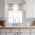 thumbnail image 3 of Khaki White Ombre Valance Curtains for Kitchen/Living Room/Bathroom/Bedroom Window, Rod Pocket Small Topper Half Short Window Curtains Sheer Scarf, Modern Abstract Art Farmhouse Gradient 54"x18", 3 of 8
