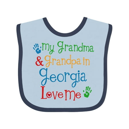 

Inktastic Georgia Grandma Grandpa Loves Me Gift Baby Boy or Baby Girl Bib