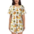 thumbnail image 1 of Balery Tiger Lion Conjunto de Pijama para Mujer con Estampado, Dos Piezas de Manga Corta y Shorts, Ropa de Dormir Suave con Cuello Redondo y Bolsillos-Large, 1 of 6
