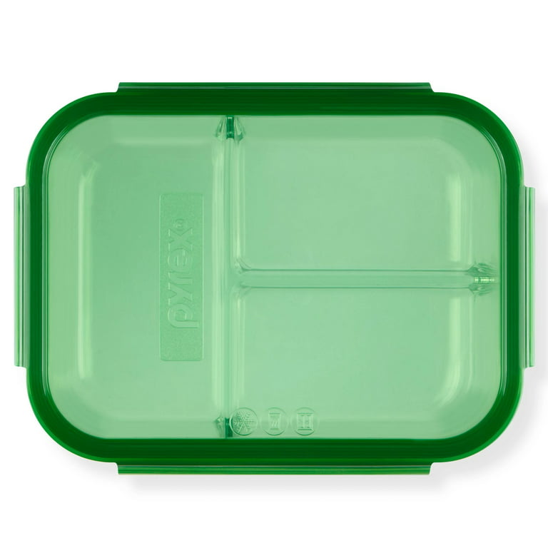 Pyrex 1.3L borosilicate glass food containers with divider