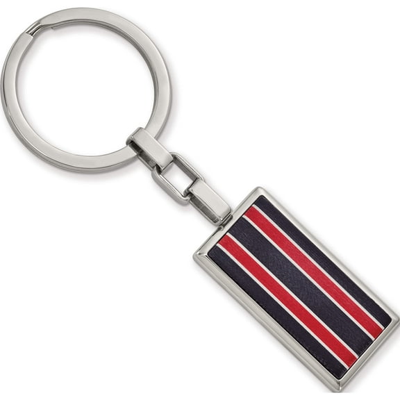 Stainless Steel Polished Black And Red Fiber Glass Key Ring (65.35 X 30.4) Made In China srk165