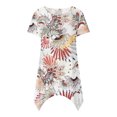 thumbnail image 4 of USSUMA Plus Womens Tops Dressy Casual Crew Neck Short Sleeve Women's Shirts and Blouses Floral Print T-Shirts for Women Trendy Long Flowy Irregular Hem Tunic Top Summer Beach, 4 of 4