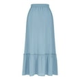 thumbnail image 4 of Aofany Women Plus Size Long Midi Skirts Elastic High Waist A Line Ruffle Swing Beach Midi Skirt, 4 of 8
