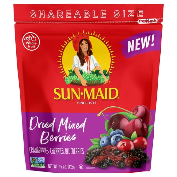 Sun-Maid® Dried Mixed Berries 15oz Resealable Stand-Up Zipper Bag
