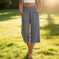 thumbnail image 6 of Tqcoqu Womens Casual Capris with Pockets,Lounge Yoga Pajama Cropped Pants,Wide Leg Elastic Waist Workout Sweat Pants Summer,Gray Women's S-XXXL, 6 of 9