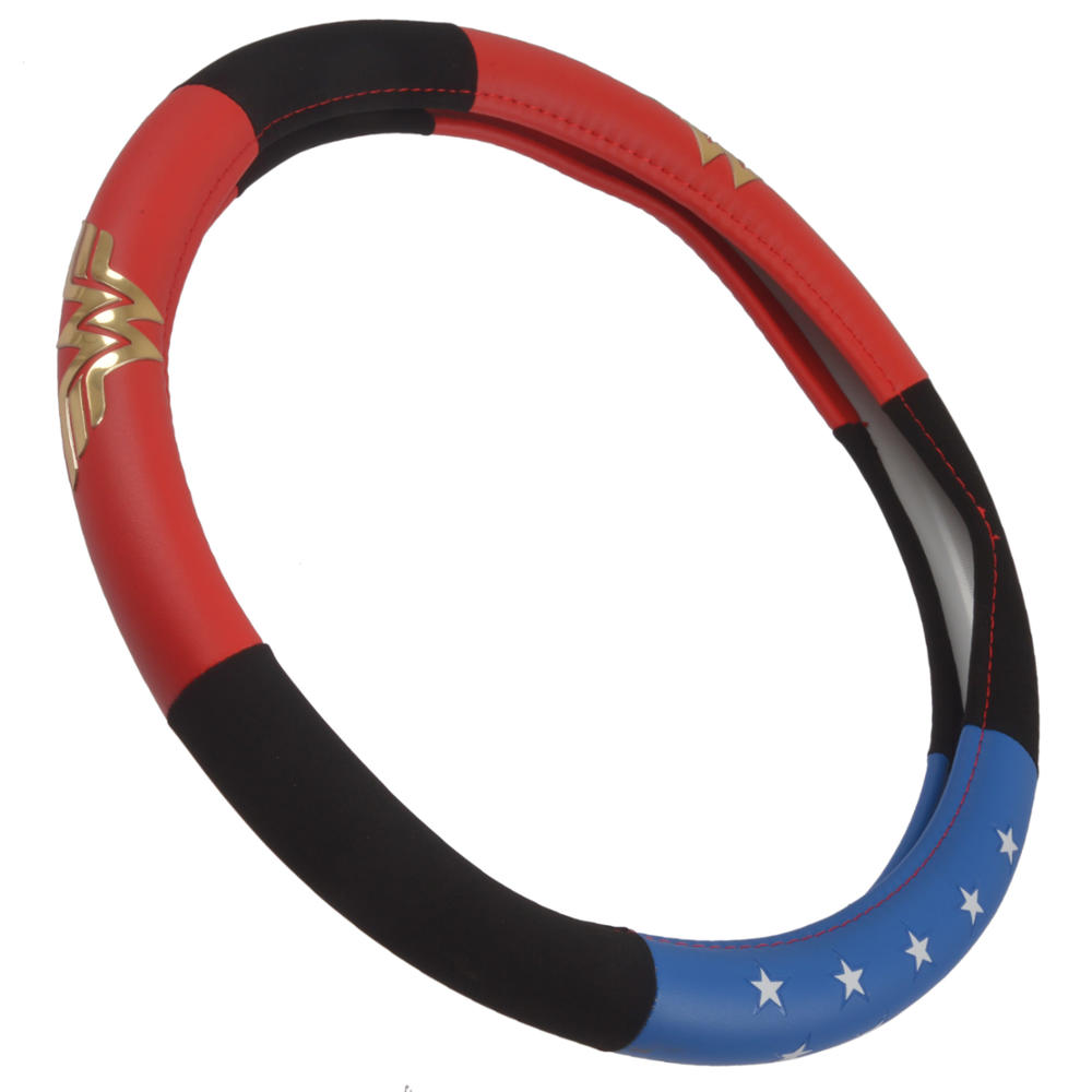 Wonder Woman Car Steering Wheel Cover - Synthetic Leather - Standard Size Fits 14.5 to 15.5 inch Wheel