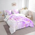 thumbnail image 2 of Manfei Marbling 7-Piece Twin Bedding,Cartoon Initial L Bedding Comforter Set,Purple,Polkadot Reversible, 2 of 7
