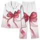 thumbnail image 2 of Puntoco Conjuntos de pijama cómodos para mujer, moda informal para mujer, estampado de lazo navideño, manga larga, pantalones, pijama, traje, 2 of 5