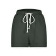 thumbnail image 5 of biudgviw Summer Shorts for Women Cuffed Hem Cotton Linen Shorts with Pockets Drawstring High Waisted Beach Vacation Casual Shorts, 5 of 6