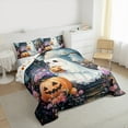 thumbnail image 3 of Manfei Kawaii Ghost Pumpkin Queen Comforter Set,Western Halloween Ptheme Bedding Sets,Colorful Flower Floral Bedding Comforter Set For Kids,Luxury Bedroom Decor Reversible,3 Pieces, 3 of 8
