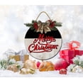thumbnail image 2 of Eveokoki 12" Christmas Hanging Sign Welcome Hello Door Sign Christmas Decorative Wreath Wooden Festival Hanging Sign Christmas Welcome doorplate Window Wall Welcome Home Decorations, 2 of 5