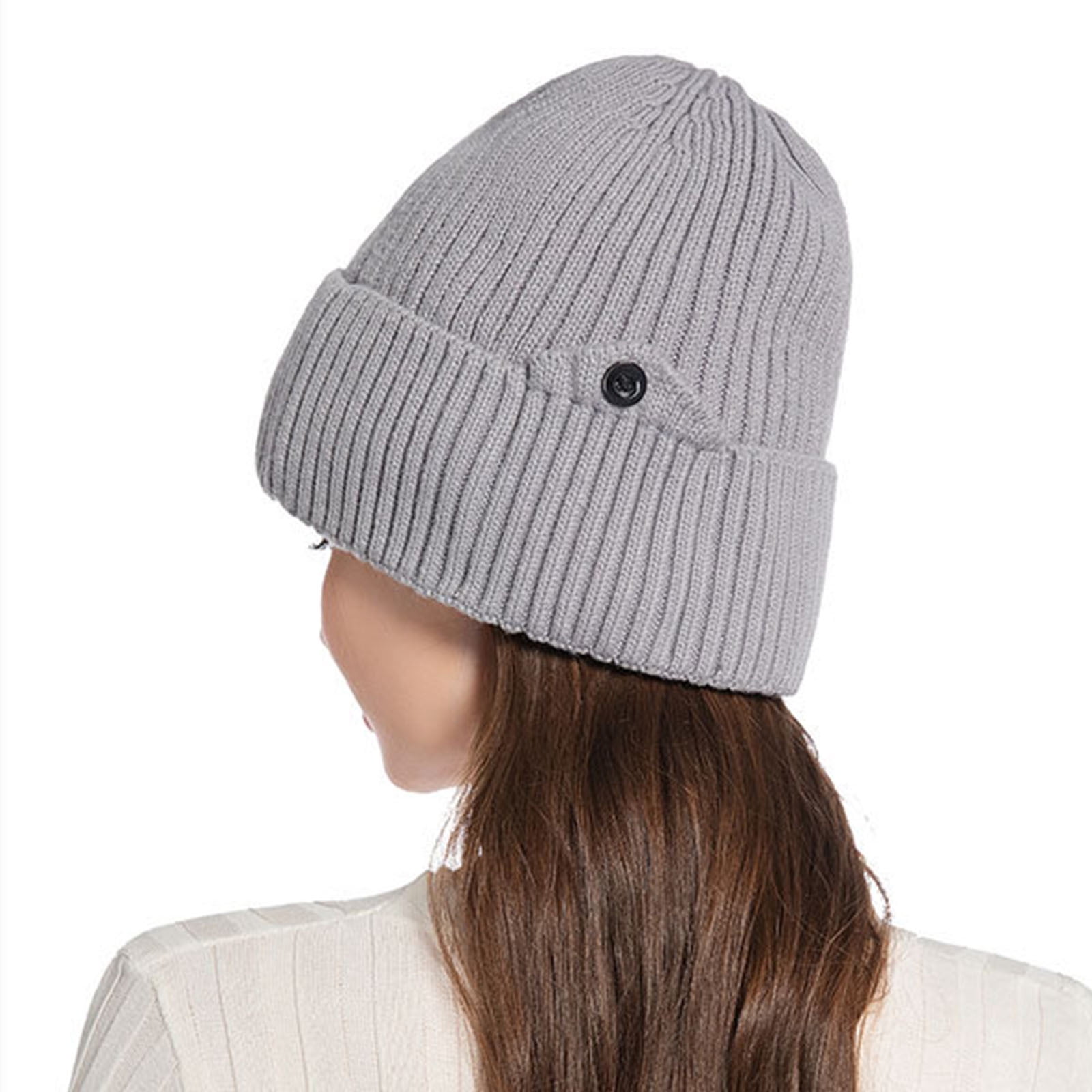 QQAMB Women Men Heated Beanie Hat,Electric Rechargeable Warm Winter Heated Fleece Cap