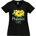 thumbnail image 3 of Inktastic Hawaii Girl Hibiscus Flowers Women's Plus Size V-Neck T-Shirt, 3 of 5