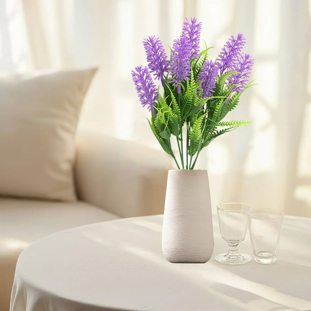 Decoración del hogar, decoración de habitaciones, flores artificiales de lavanda adecuadas para jardín al aire libre, flores artificiales de plástico, decoración del hogar, boda, plantas verdes, flore