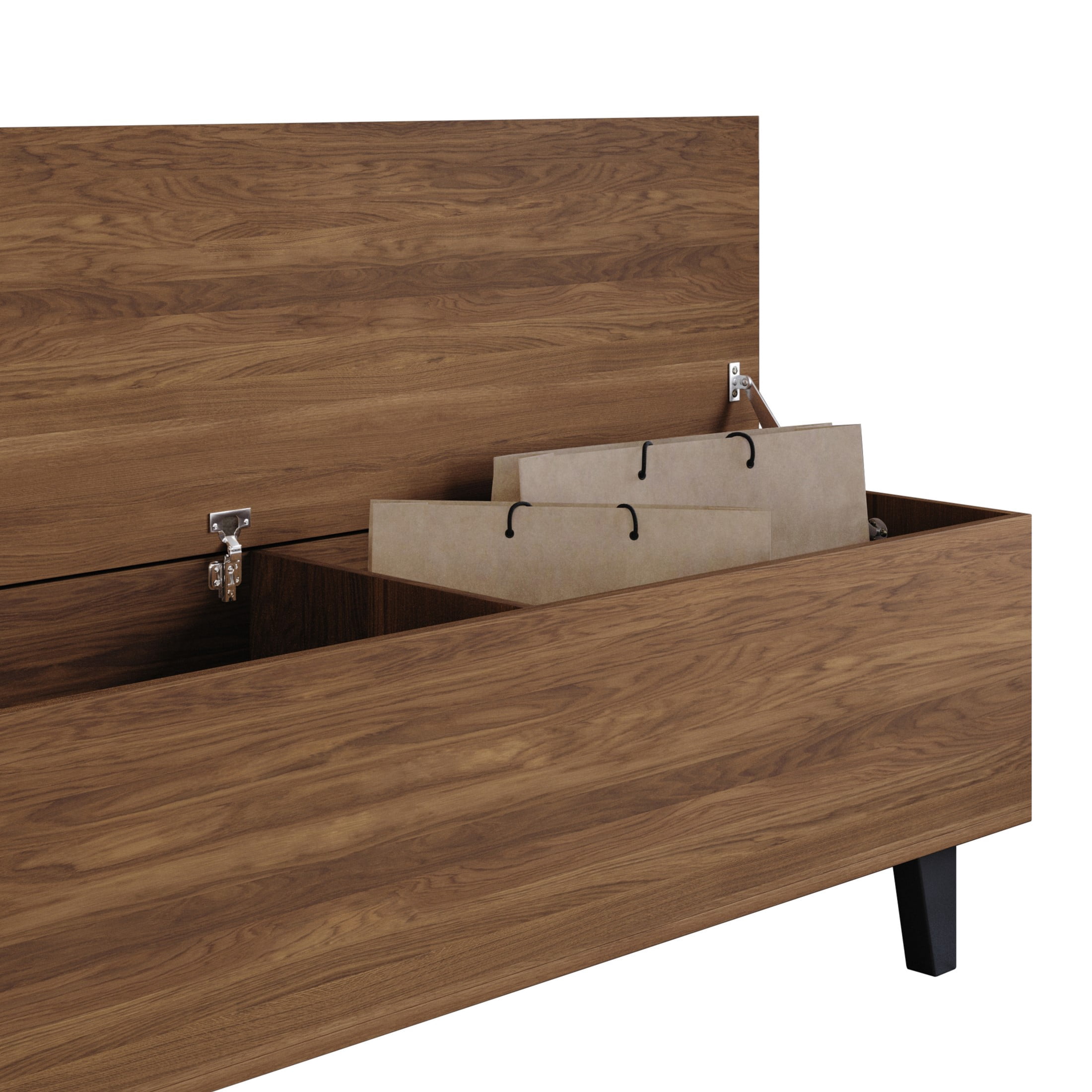 Home Design Auburn Storage Cabinet Bench with Hidden Compartment, Sturdy Construction, Multi-Purpose Design for Entryway, Bedroom, or Living Room, Brown