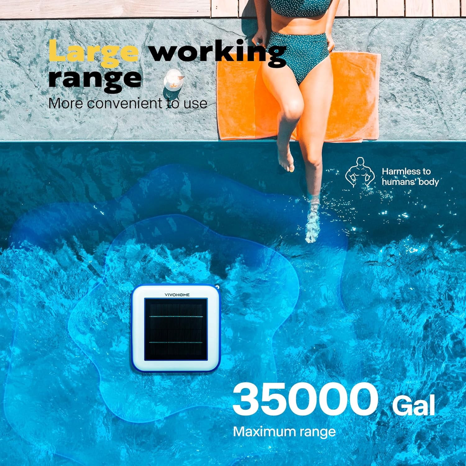 SPECSTAR Solar Pool Ionizer， Sun Shock & Water Purifier Automatic Pool Cleaner Up to 35,000 Gal - Square