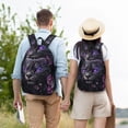 thumbnail image 4 of Disketp Purple-Eyed Floral Leopard Mochila de Lona Estampada, Mochila Escolar de Viaje Ligera para Estudiantes y Portátil-Medium, 4 of 5