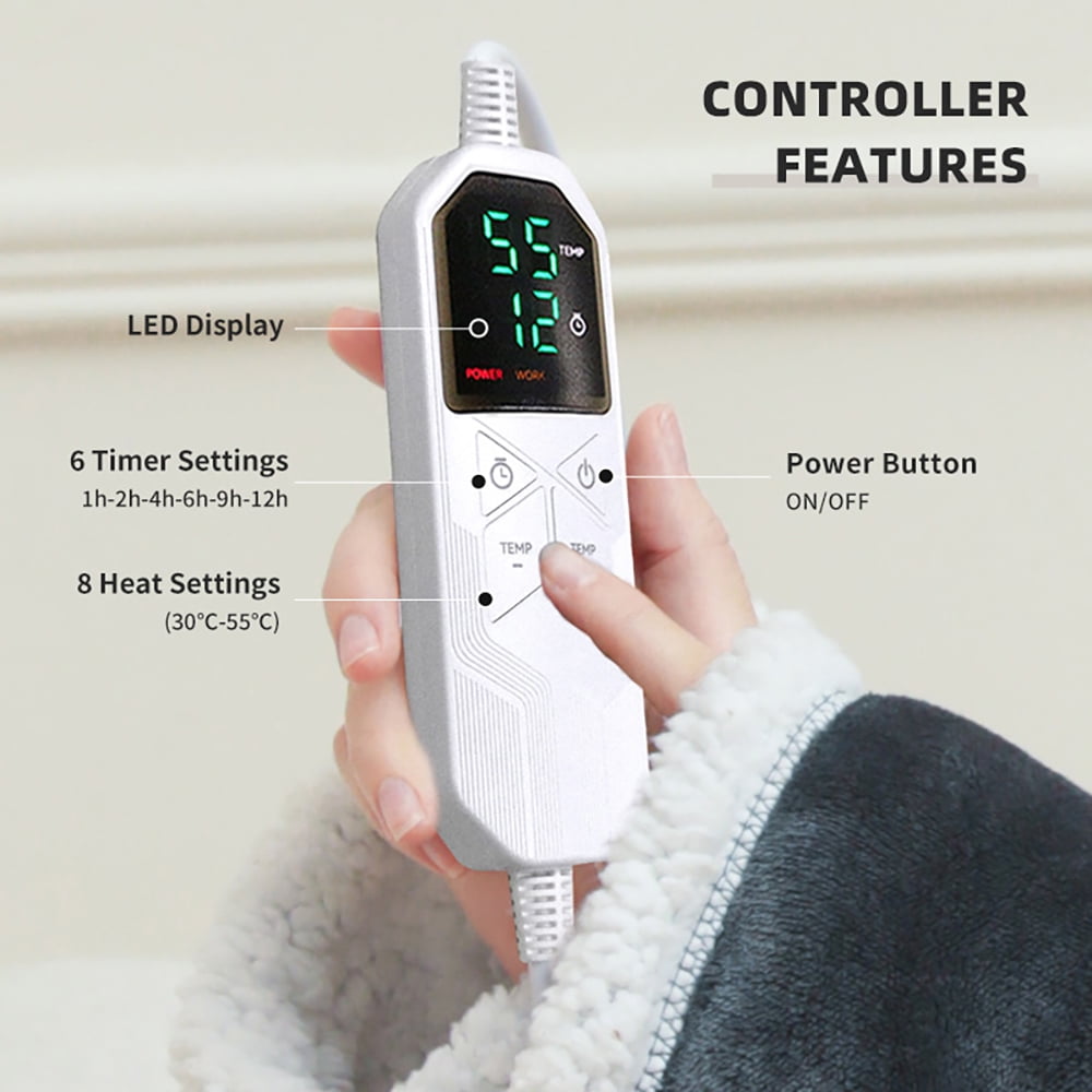 Wearable Heated Blanket，Portable Electric Heated Throw Blanket with Sleeves & Foot Pocket 50"x70"+14" Electric Snuggle Throw, 6 Rapid Heating Settings, 1-12H Auto Shut-off,Machine Wash,Perfect Portab