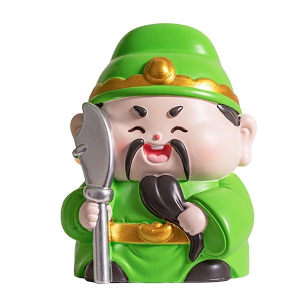 Figura de dios chino, decoración de mesa, artesanía en miniatura, linda resina coleccionable verde