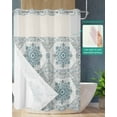 thumbnail image 2 of No Hook Shower Curtain with Snap in Liner, Retro Abstract Ethnic Style Persian Flowers Hotel Shower Curtains for Bathroom, Washable Shower Curtain Liner Set with Mesh Top Window, 60"x72", 2 of 6