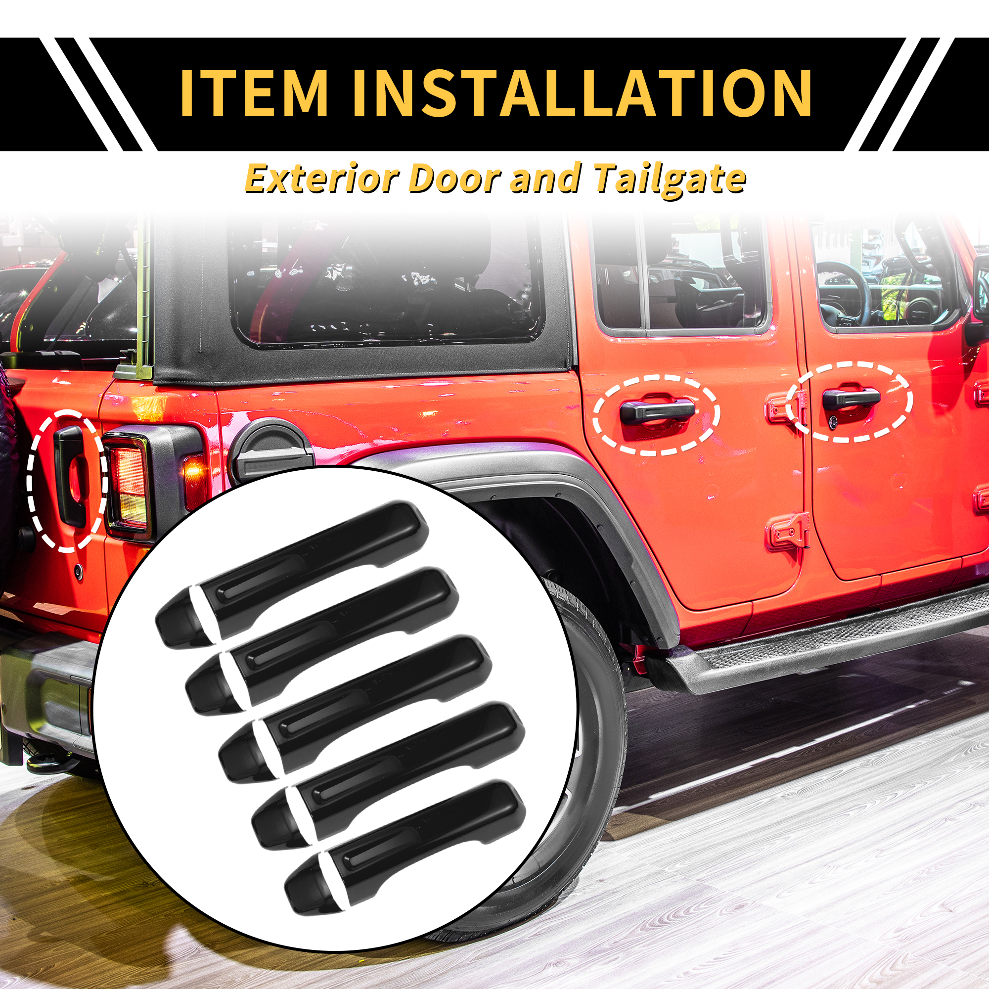 Unique Bargains Handle Cover for Jeep Wrangler JL/JLU 2018-2022 for Gladiator JT 2020-2021