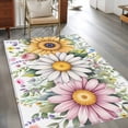 thumbnail image 3 of Colorful Daisy Floral Area Rug 4x6 Washable Rug Non Slip Spring Flowers Botanical Leaves Rustic Large Area Rug Indoor Floor Carpet for Entryway Bedroom Kitchen Living Room Home Office Dining Room, 3 of 8