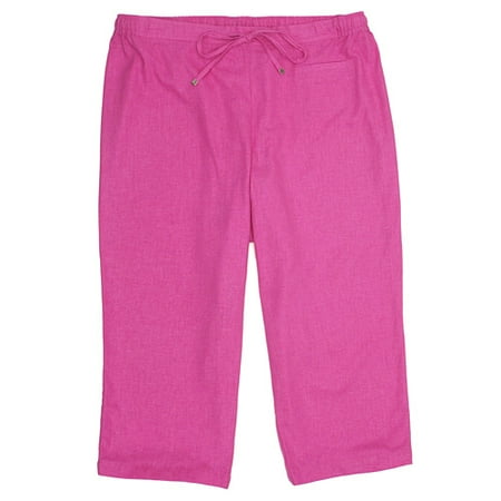 Women's Plus Linen Drawstring Capris