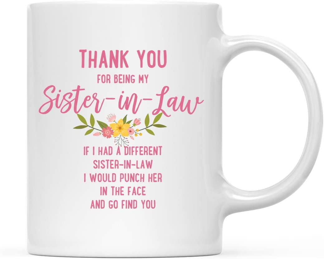 Vilight Best Sister in Law Ever Funny Gifts Mug Pink Marble Ceramic Coffee Cup 11.5 Oz 