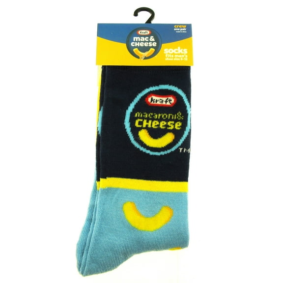 One Pair of Kraft Macaroni and Cheese Crew Socks for Men Shoe Sizes 6 - 12