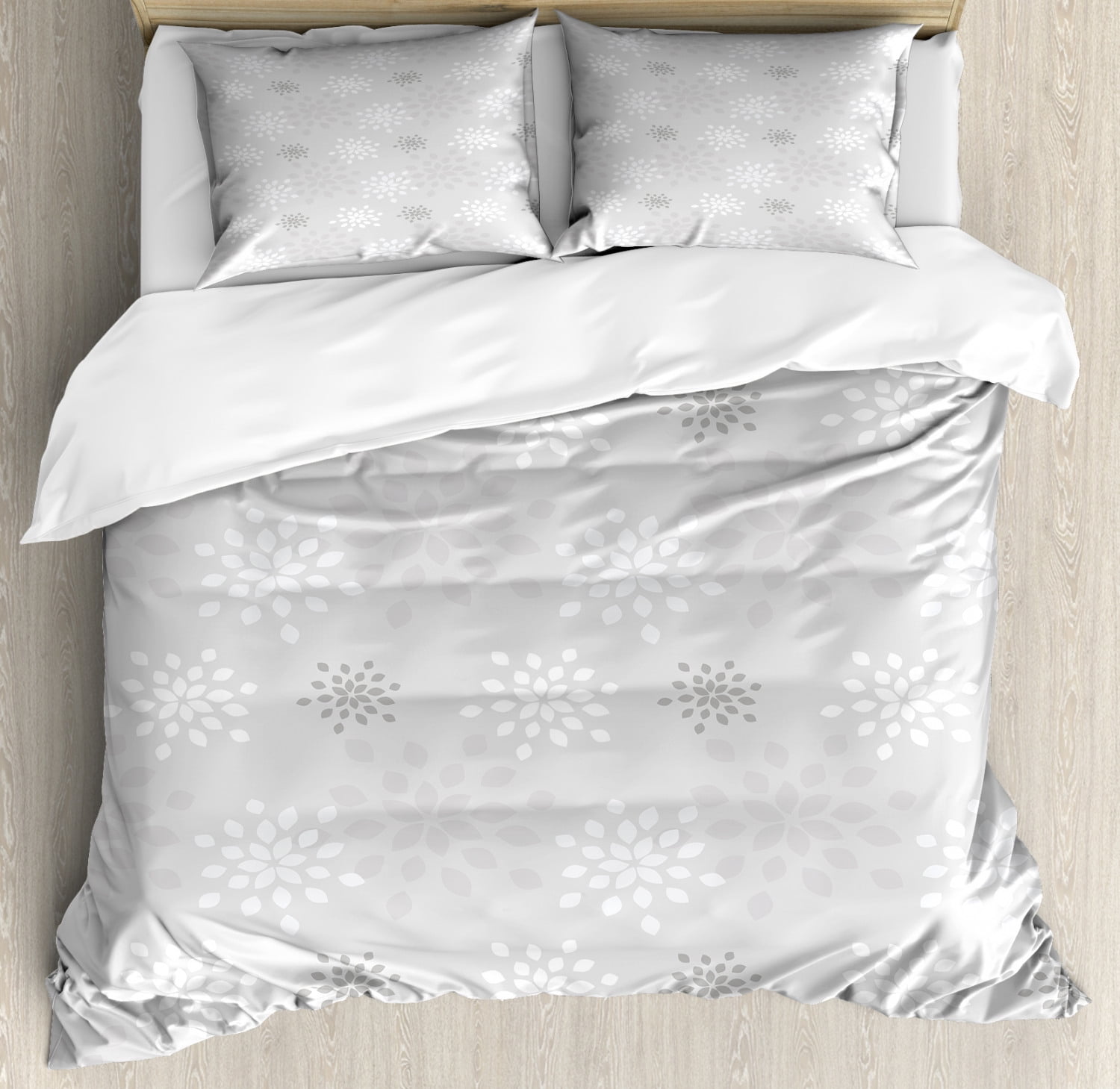 Grey and White King Size Duvet Cover Set, Shabby Chic Simplistic