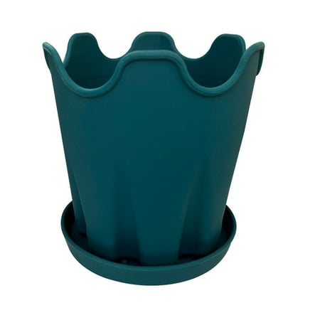 

ZHENYANGli Simple Silicone Flower Pot Creative Desktop Round office Decoration with Tray Orchid Garden Potted