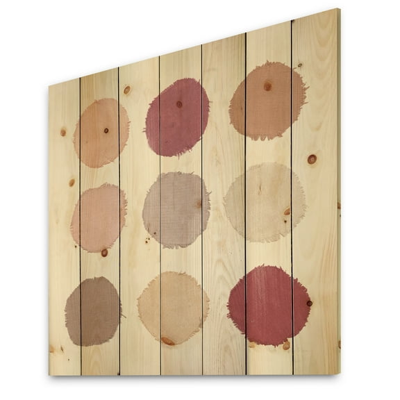 Designart 'Unique Beige Circle Designs' Modern Transitional Print on Natural Pine Wood