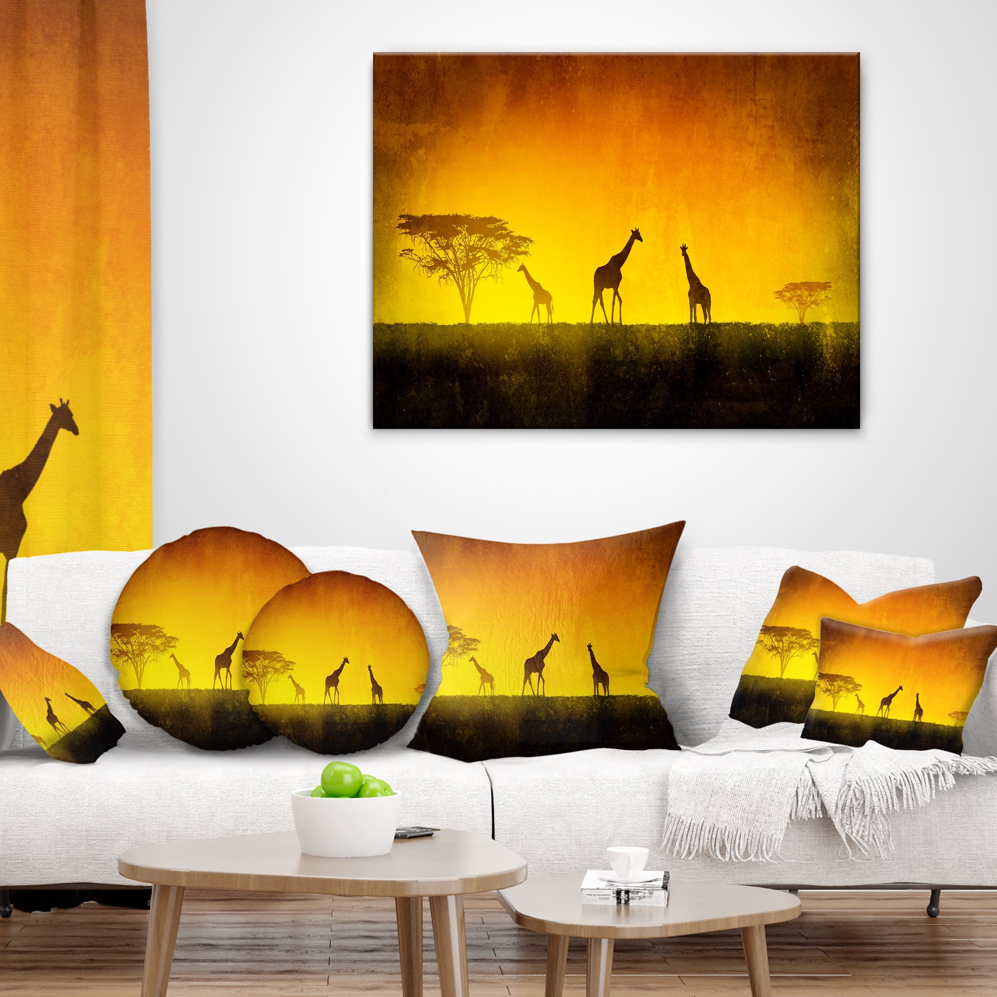 Designart African Sunset Aura - Landscape Printed Throw Pillow - 16x16