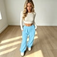 thumbnail image 5 of Wide Leg Sweatpants Women Baggy Lightweight Elastic High Waisted Sweat Pants Baggy Joggers for Lounge Workout Petite Palazzo Pants, 5 of 7