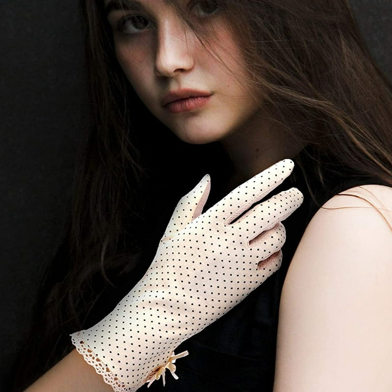 Women's Fingerless Sun Gloves Non Skid Cotton Driving Gloves UV