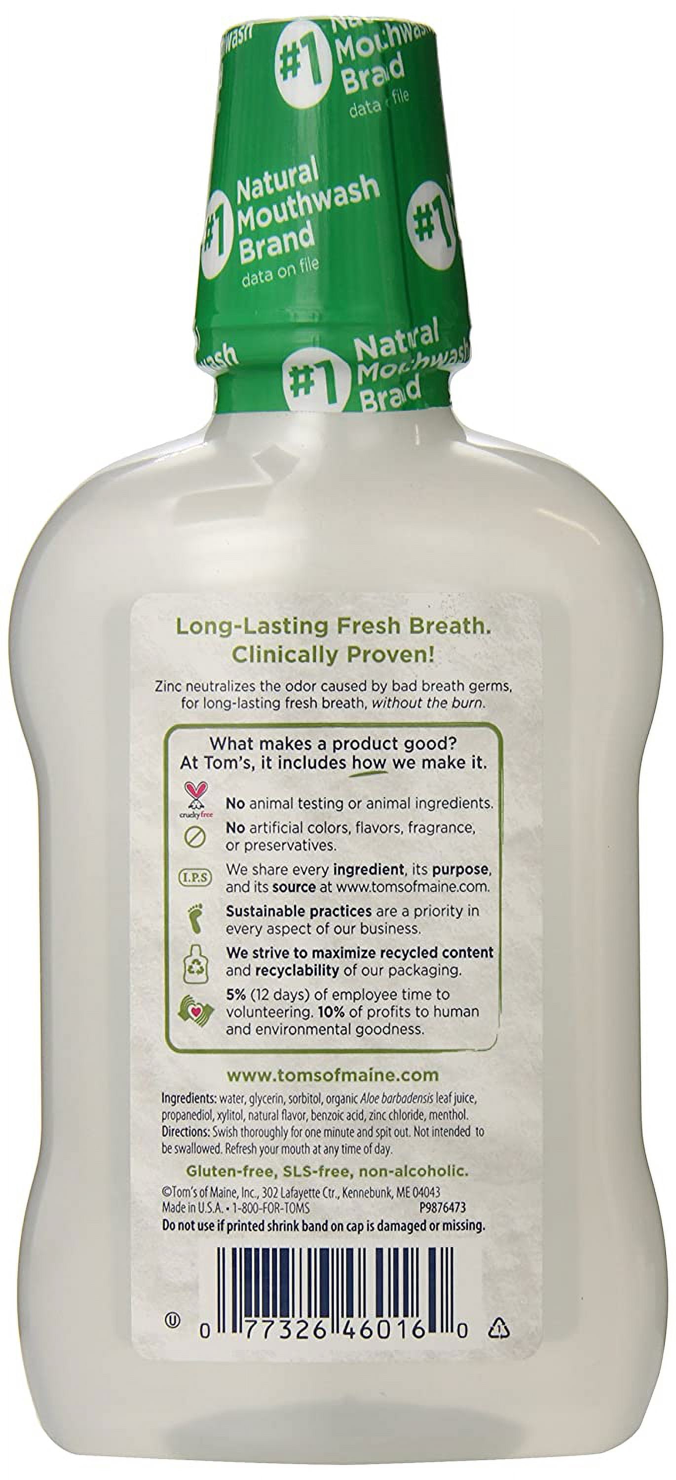Toms Of Maine Long Lasting Wicked Fresh Mouthwash, Cool Mountain Mint - 16 Oz, 6 Pack