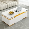 thumbnail image 4 of NEW Lift-Top Coffee Table with 4 Storage Stools, White & Gold Foldable Multi-Functional Table for Living Room, Dining & Work, 4 of 10