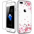 thumbnail image 1 of FYBTO Étui iPhone 8 Plus, Étui iPhone 7 Plus avec Protecteur d'Écran, Étui Protectrice Transparente Robuste Florale pour Filles Femmes Étui Rigide PC avec Pare-Chocs TPU pour iPhone 8 Plus, Petit, 1 of 7