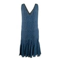 thumbnail image 2 of RALPH LAUREN Womens Blue V Neck Drop Waist Dress Regular Size: 12, 2 of 4