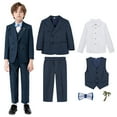 thumbnail image 2 of Taqqpue Boys Suit for Kids Tuxedo Wedding Ring Bearer Outfit Boy Formal Suits 6 Piece Slim Fit Dresswear Suit Set (12M-15Y), 2 of 9