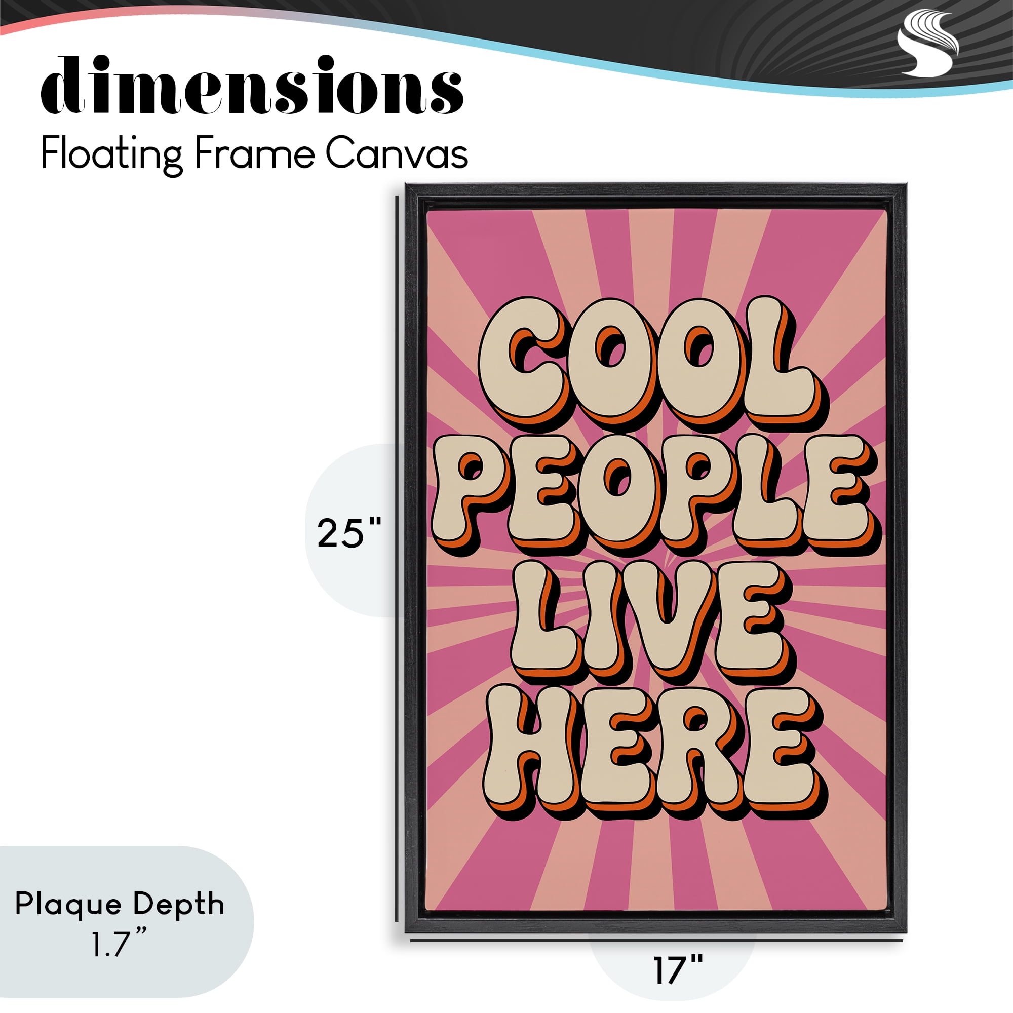 Stupell Industries Groovy Cool People Live Here Black Framed Floater Canvas Wall Art, design by Andreas Magnusson
