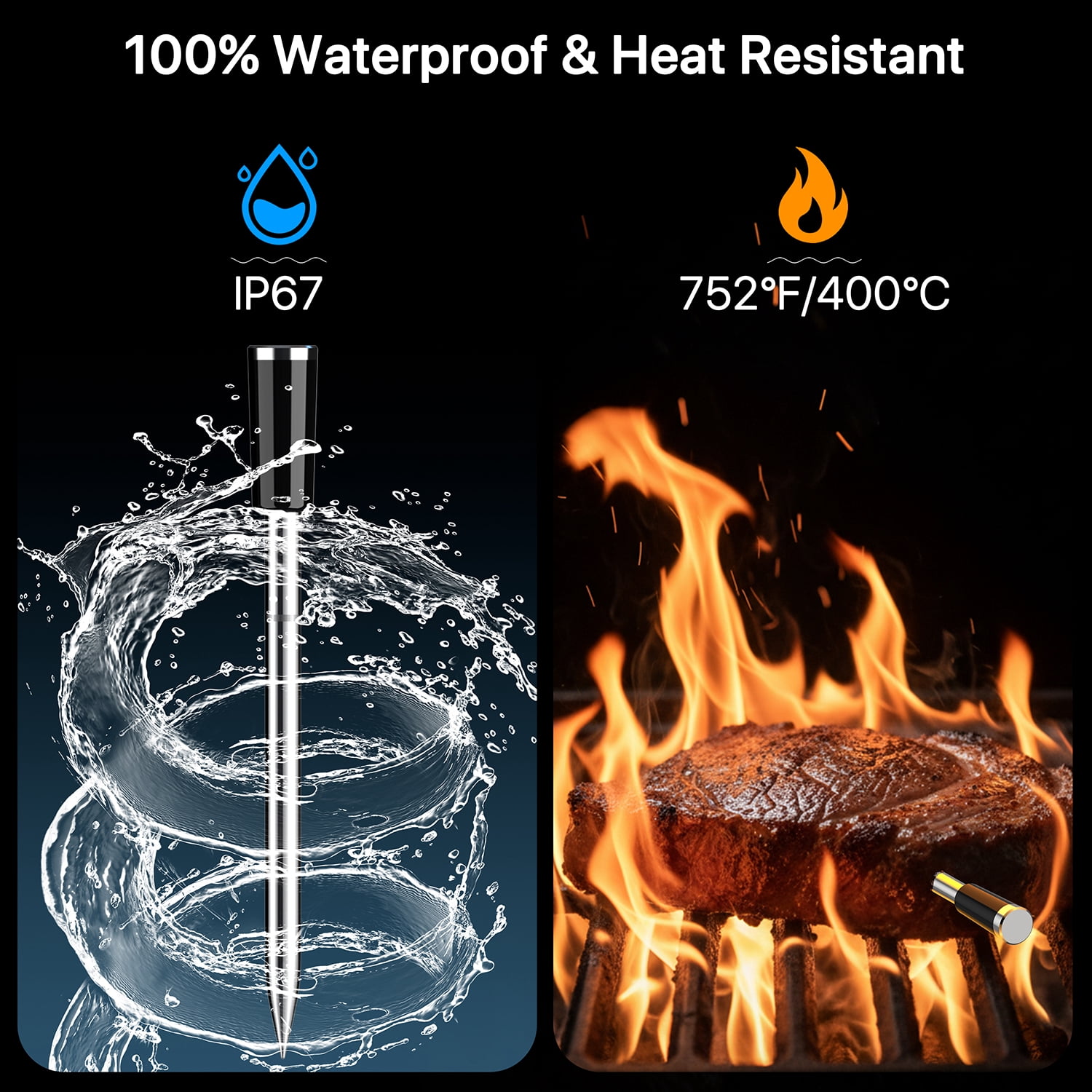 BFOUR BF-80 WiFi Bluetooth Meat Thermometer  with 2 probe