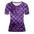 thumbnail image 5 of Trendfront Womens Summer V Neck Short Sleeve Tops Oversized Loose Fit Scale Tees Digital Graphic Printed Fashion T-Shirts, 5 of 6