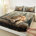 thumbnail image 3 of Castle Fairy Lion Wildlife Full Size Sheets for Boys Girls,Vintage Cabin Lodge Bed Sheets, 3 of 7