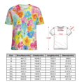 thumbnail image 2 of Floral Colorful Flower Womens Tops Women's Fashion Casual Short Sleeve Flower Print Round Neck Pullover Top Blouse, 2 of 6